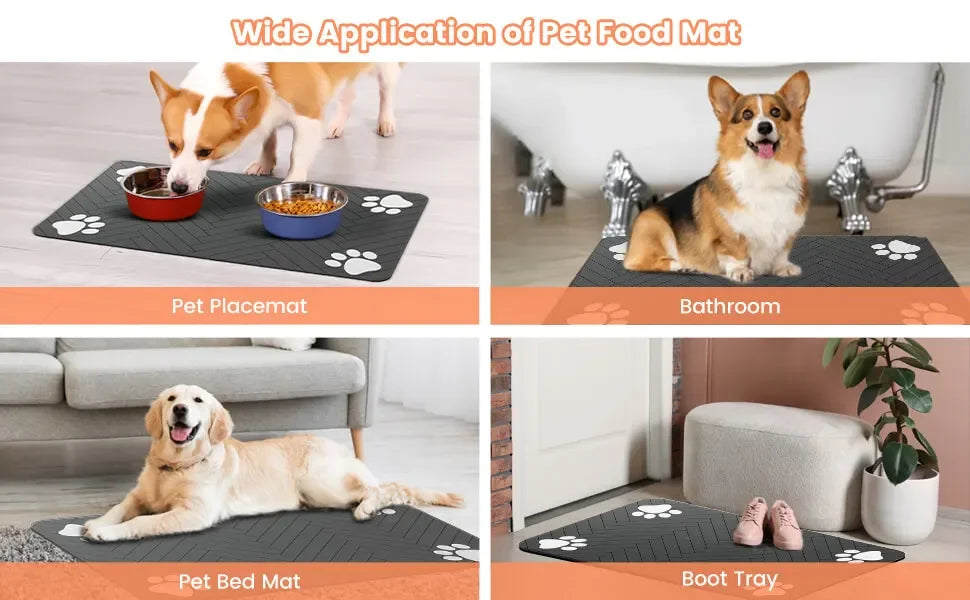 Absorbent Pet Feeding Mat – Quick-Dry Waterproof Placemat for Dogs & Cats