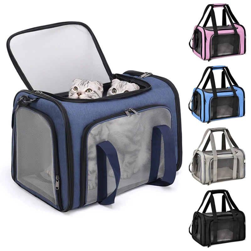 Foldable Pet Carrier Backpack – Breathable Bag for Cats & Dogs