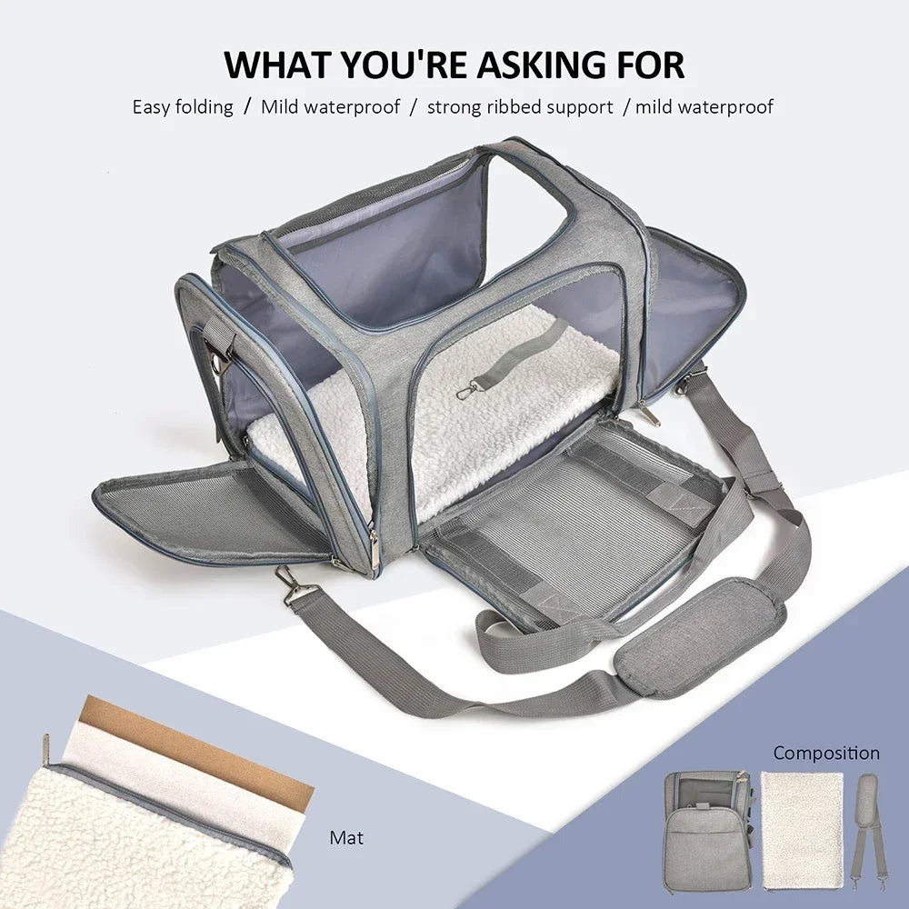 Foldable Pet Carrier Backpack – Breathable Bag for Cats & Dogs