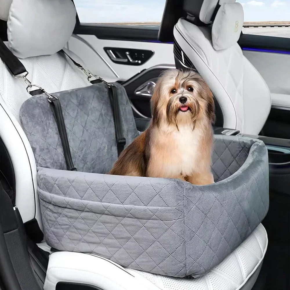 Dog Car Seat – Plush Safety Booster Seat for Dogs & Cats | Washable, Non-Slip