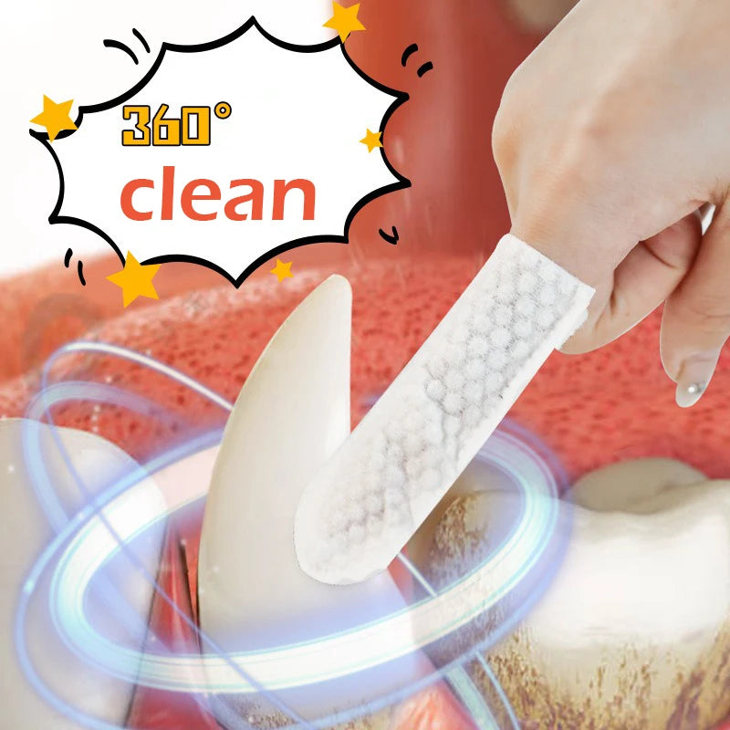 Disposable Finger Toothbrush for Dogs & Cats - Pet Teeth Cleaning Wipes (50 Pack)