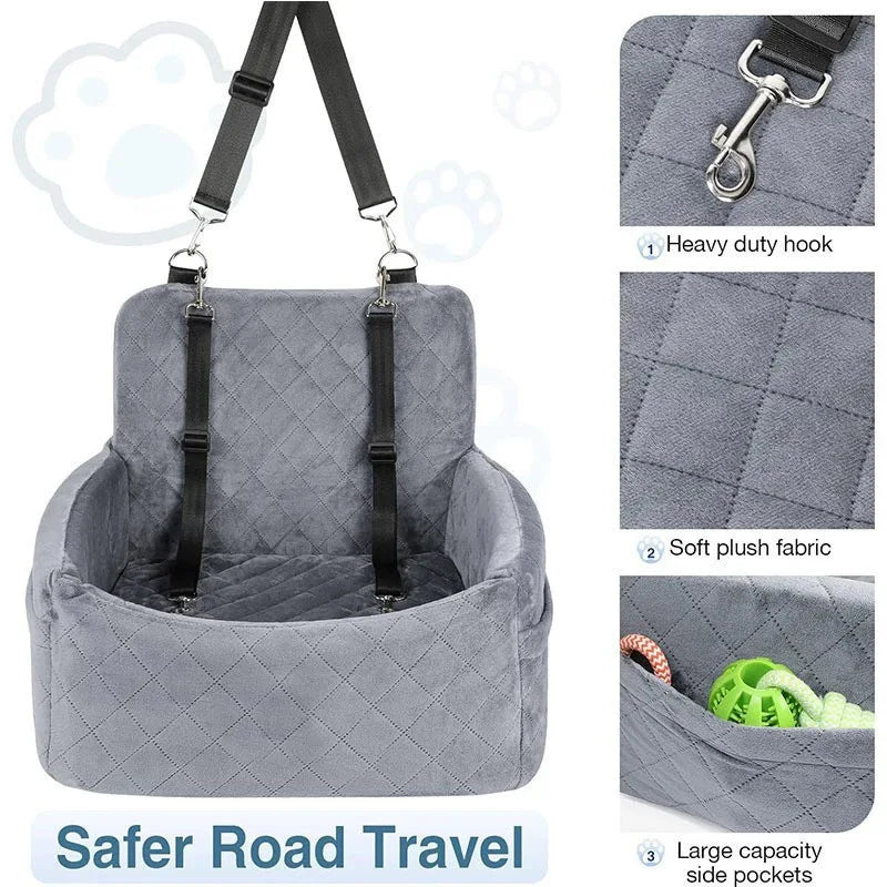 Dog Car Seat – Plush Safety Booster Seat for Dogs & Cats | Washable, Non-Slip