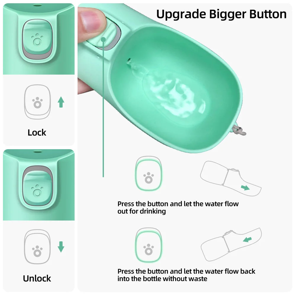 Portable Dog & Cat Water Bottle – Leak-Proof Travel Dispenser with Drinking Bowl
